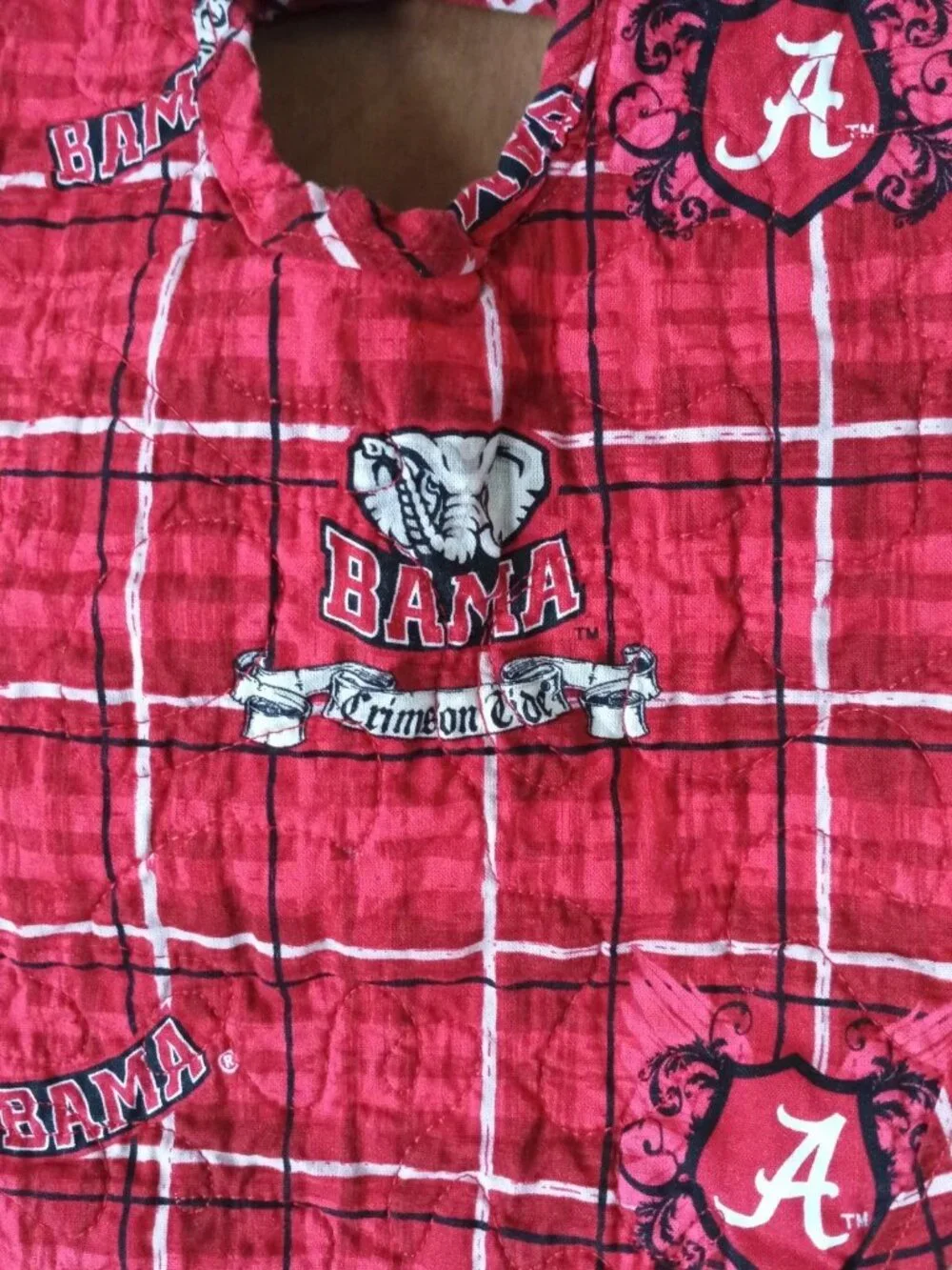 Alabama Crimson Tide Baby Bib Red Plaid Allover Logo BAMA Infant Feeding Bib